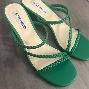 Steven Madden green slip on heels